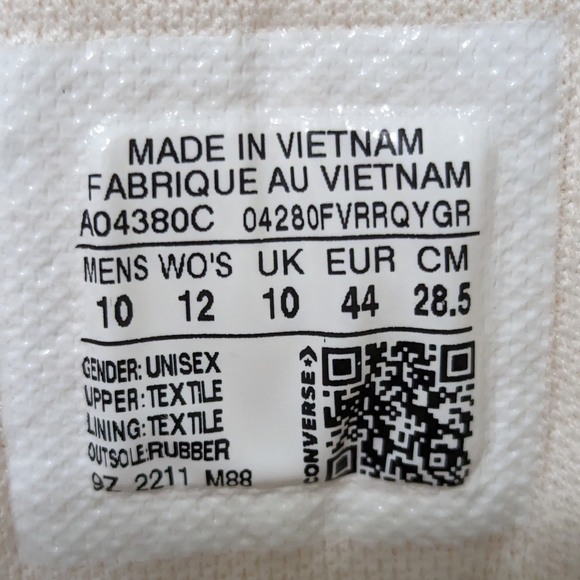 Converse Chuck Taylor Alt Star High Top Wavy Egret White Canvas Leather Men's 10 - Picture 10 of 10